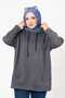 Kangaroo Pocket Hijab Sweatshirt Dark Gray - 2
