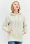 Women Hooded Plain Long Sleeves Sweatshirt, Beige