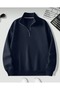 Unisex Half Zipper Unprinted Sweatshirt - 2