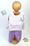 Lilac Flower Printed Baby Bottom and Top Set with Pockets - 3