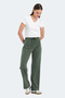 Vespera Women's Wide Leg Khaki Sweatpants - 7