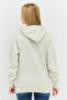 Women Hooded Plain Long Sleeves Sweatshirt, Beige - 3