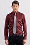 Modern Slim Fit Long Sleeve Plain Satin Cotton Men's Burgundy Shirt