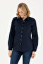 Women's Navy Blue Long Sleeve Basic Shirt 50271263-Vr033 - 3