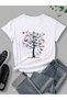 Women's White Butterfly Tree Printed Oversize T-Shirt