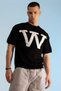 W Logo Oversized Mesh Knit T-Shirt