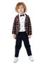Boy's 4-Piece Suit Plaid Jacket, Print White Shirt, Bow Tie and Pants - 5