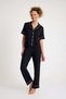 90% Cotton 10% Elestan Black Color Premium Quality Women's Short Sleeve Pajamas Set - 5