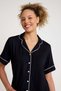 90% Cotton 10% Elestan Black Color Premium Quality Women's Short Sleeve Pajamas Set - 8