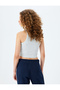 Halter Neck Ribbed Slim Fit Crop Women's Tank Top - 4