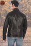 Men's Genuine Lambskin Coat Slim Fit Black Biker Jacket Zip up Stand Collar Leather Outwear - 3