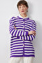 Gold Buttoned Striped Long Cardigan - 4