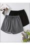 Pack of 2 Anthracite-Black Color Comfortable Fit Soft Fabric Summer Shorts with Elastic Waist Pockets - 3