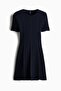 Rib-knit flared-skirt dress
