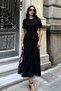 Women's Crew Neck Short Sleeve Front Tie Detail Modal Fabric Midi Dress