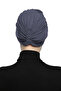 Crystal Fan Stone Embroidered Double Sided Lined Ready Made Dark Gray Hijab Hijab Evening Dress Bonnet - 3