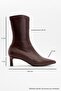 Lewin Burgundy Skin Pointed Toe Women's Thin Heeled Boots - 5