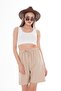 Women's Rope Detailed Sofia Linen Shorts 250007   - - 2