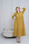 Women's Shirt Collar Buttoned Long Woven Dress - 3
