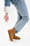 Women's Tan Mini Suede Boots with Fur Inside and Ankle Short Boots Sole Winter Boots - 4