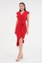 Crepe Stretchy Fabric Double Breasted Neckline Flounced Midi Women's Evening Dress Graduation Dress 583160 - 7