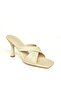 P 590033009   Beige Cross-Strapped Thick Heeled Women's Slippers - 6