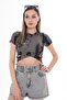 Women's Tie Dye Patterned Bottom Cross Detailed Ribbed Tie Dye T-Shirt 250074   - - 2