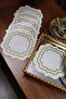 Ecru Gold and Silver Detailed Presentation Napkin Coffee Side Cocktail Napkin (6 Pcs) - 3