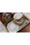 Ecru Gold and Silver Detailed Presentation Napkin Coffee Side Cocktail Napkin (6 Pcs) - 6