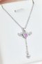 Women's Steel Necklace with Movable Wings and Hearts and Pink Stones Eck49B - 7