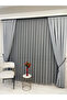 Dark Gray Color Modern Textured Knitted 1/3 Sik Pleat Tulle Curtain - 7