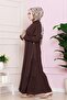 Hijab Dress with Side Zipper Detail - Brown - 3