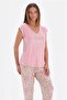 33510 Women's Pink Half Sleeve V-Neck Pajamas Set