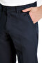 Men's Navy Blue Cotton Pocketed Summer Straight Linen Trousers - 4
