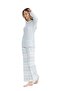 17096 Women's Gray Long Sleeve Placket Pajamas Set - 2