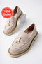 Loressa Model Beige Linen Women's Loafer Casual Shoes - 5