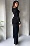 Long Sleeve Sandy Dress with Breast and Waist Drap - 8