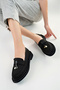 Loressa Model Black Linen Women's Loafer Casual Shoes - 4