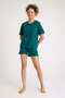 100% Cotton Green Color Premium Quality Shorts T-Shirt Women's Pajama Set