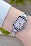 Silver Color Women's Wristwatch with Pink Cord - 3