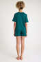 100% Cotton Green Color Premium Quality Shorts T-Shirt Women's Pajama Set - 6