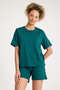100% Cotton Green Color Premium Quality Shorts T-Shirt Women's Pajama Set - 5