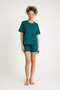 100% Cotton Green Color Premium Quality Shorts T-Shirt Women's Pajama Set - 3