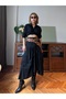 Premium Cotton Seersucker Flounce Ruffle Asymmetrical Long Summer Skirt - 2