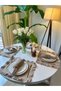 Aura Linen Stain-Resistant Beige Ruffled American Placemat Set of 4 (Napkins Not Included) - 6
