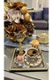 6 Pieces Gold Twisted Silver Color Square Coffee Presentation Tray - 3
