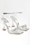 Women's Silver Transparent Bow Embellished High Heel Shoes - 5