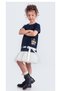 Summer Combed Cotton Girls' Sports Dress with Tutu Skirt M00703 Dark Blue - 3