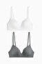 2-pack padded non-wired cotton bras - 4