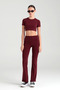 High Waist Comfort Flare Leg Leggings - Claret Red - 2